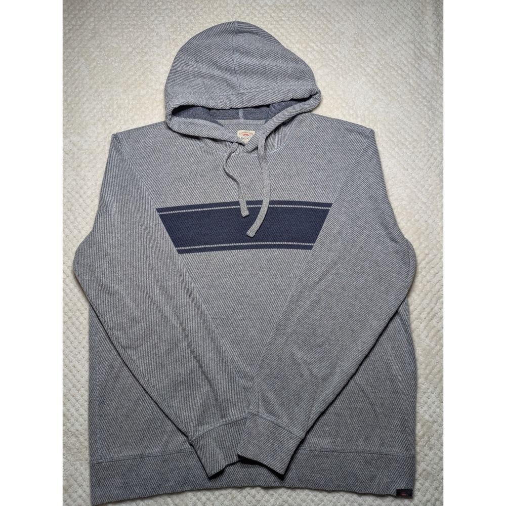Faherty Brand Mens XL Organic Cotton Blend Stripe Hoodie Gray